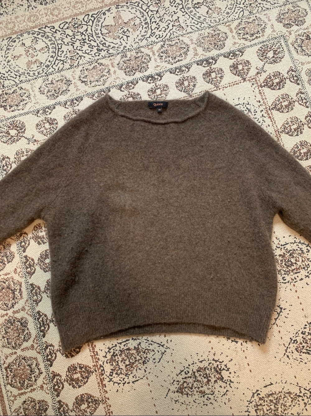 Quince Women's Taupe Sweater Plush Crew Neck